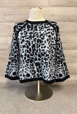 Habitat Habitat Slate Animal Print Round Neck 3/4 Bell Sleeve Sweater