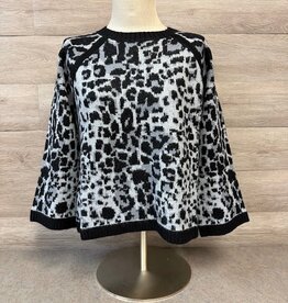 Habitat Habitat Slate Animal Print Round Neck 3/4 Bell Sleeve Sweater