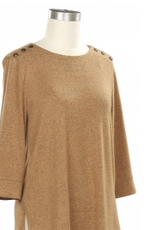 N Touch N Touch Maple Syrup Solid Speckle Round Neck 3/4 Sleeve Top