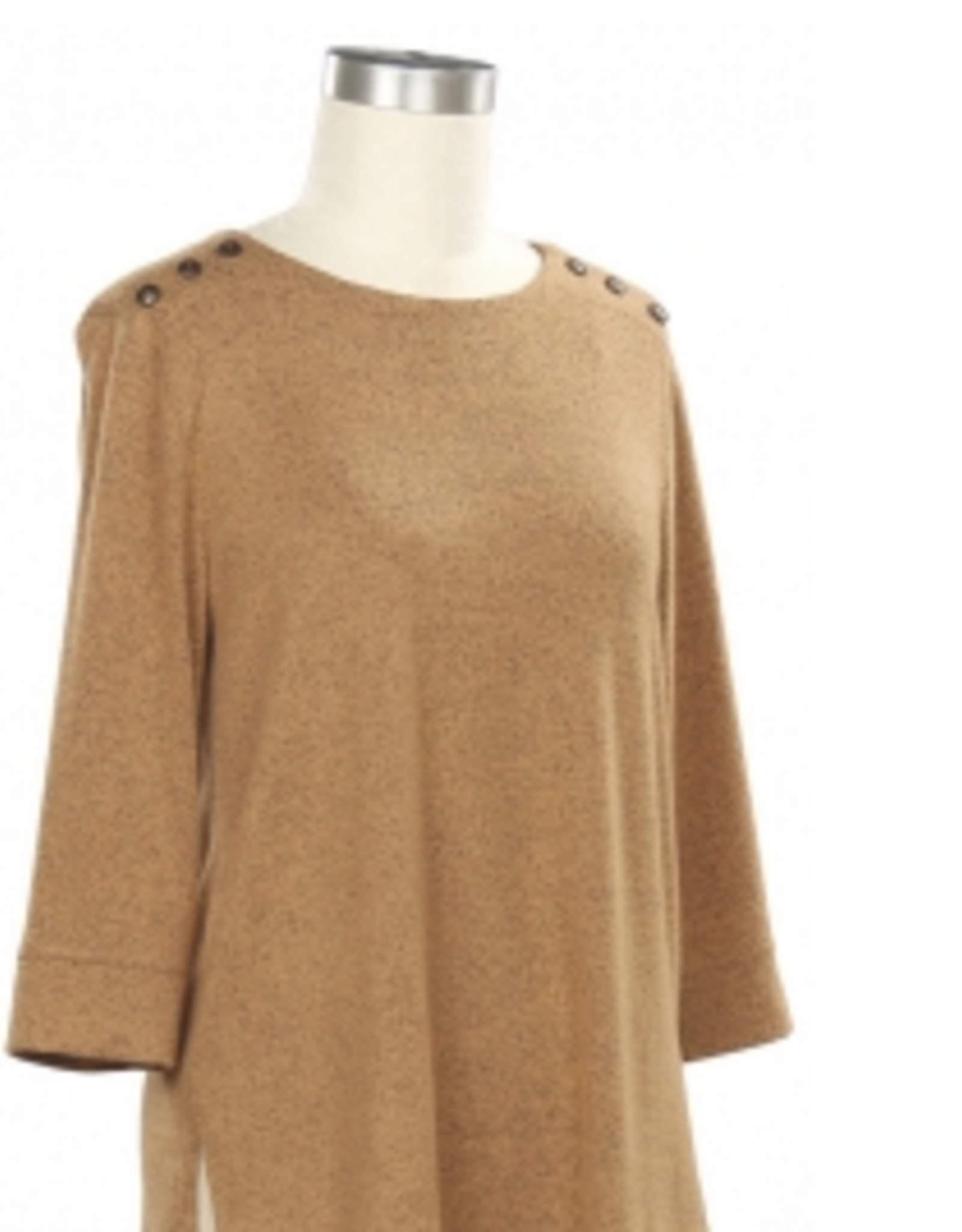 N Touch N Touch Maple Syrup Solid Speckle Round Neck 3/4 Sleeve Top