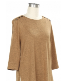 N Touch N Touch Maple Syrup Solid Speckle Round Neck 3/4 Sleeve Top