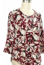Links Links Brandy Neutral Floral Print Round Neck 3/4 Sleeve Top