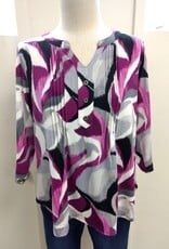 Southern Lady Southern Lady Burgundy/Purple Round Neck 3/4 Sleeve  Petite Top