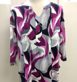 Southern Lady Southern Lady Burgundy/Purple Round Neck 3/4 Sleeve  Petite Top