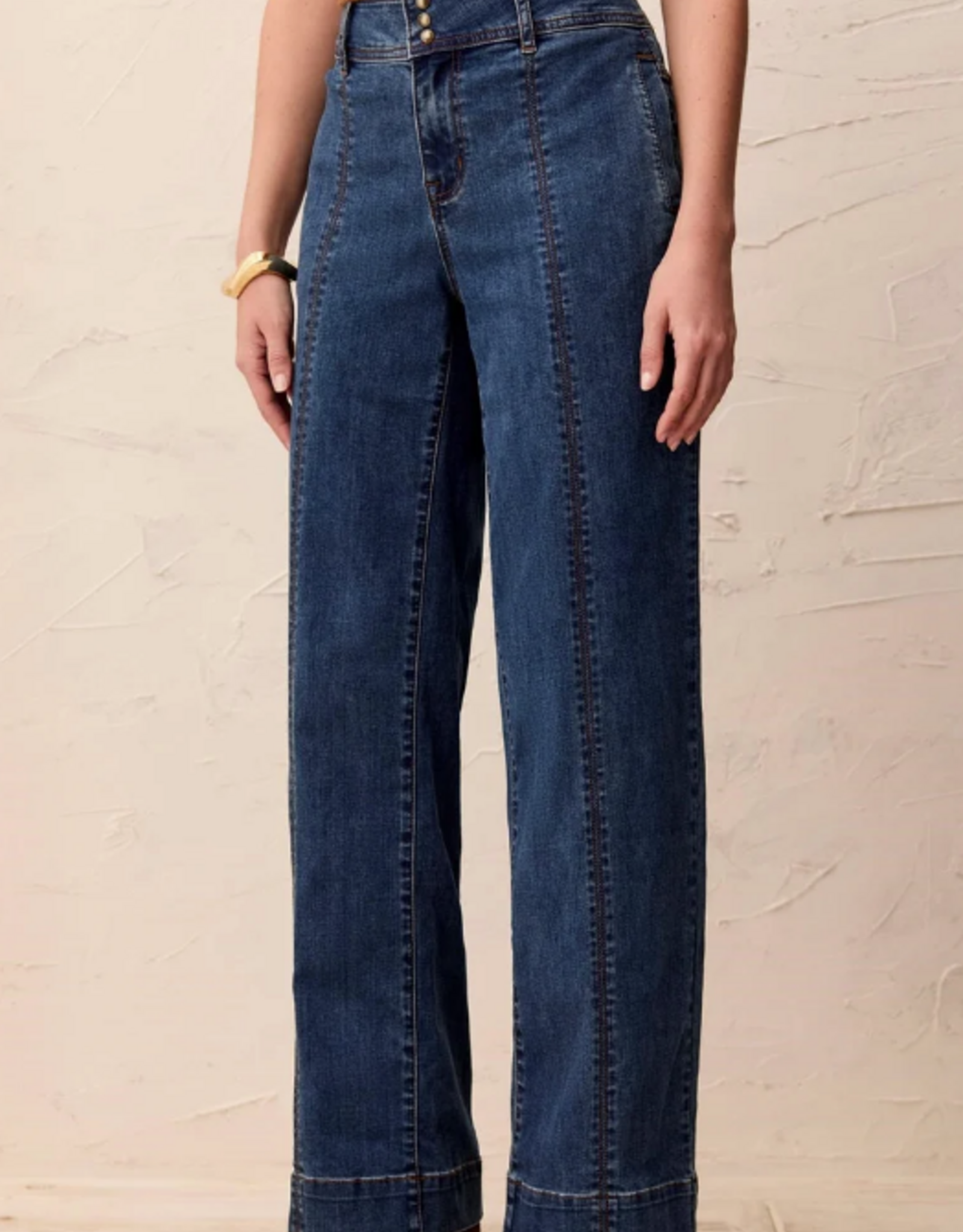 Tribal Tribal Dusk Audrey Comfort Stretch Wide Leg Pintuck Denim Trousers