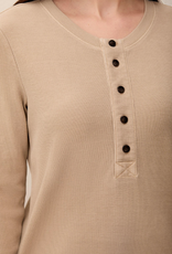 Tribal Tribal Pashmina Special Wash Long Sleeve Buttoned Henley Top