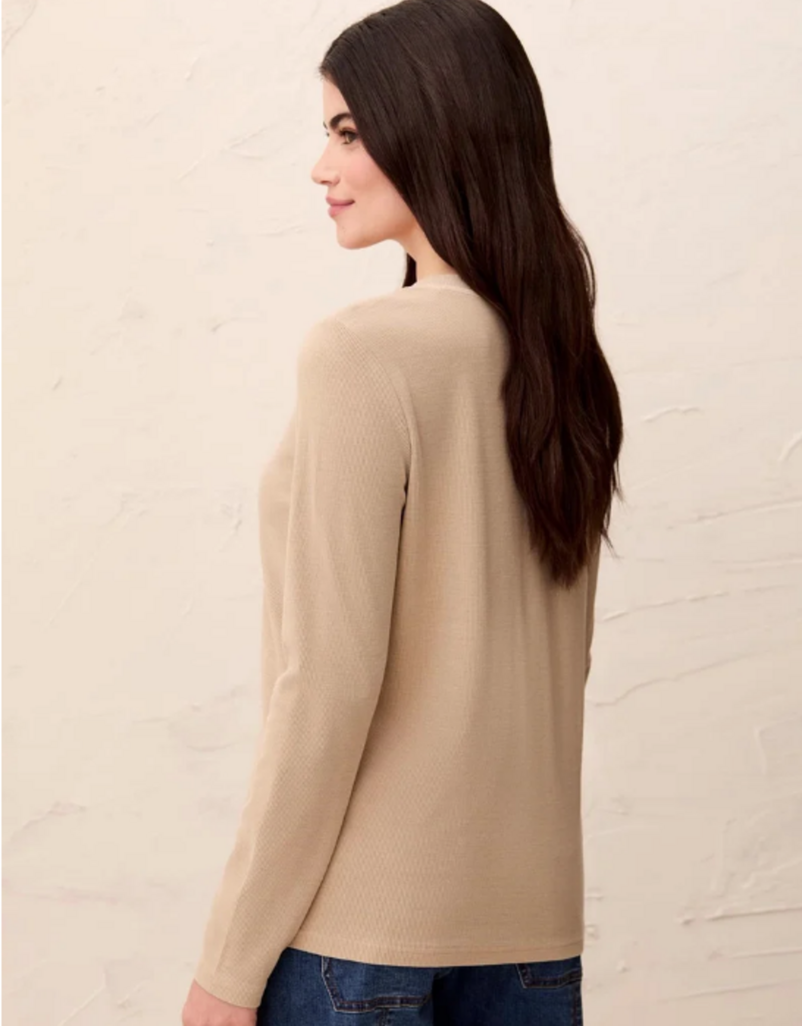 Tribal Tribal Pashmina Special Wash Long Sleeve Buttoned Henley Top