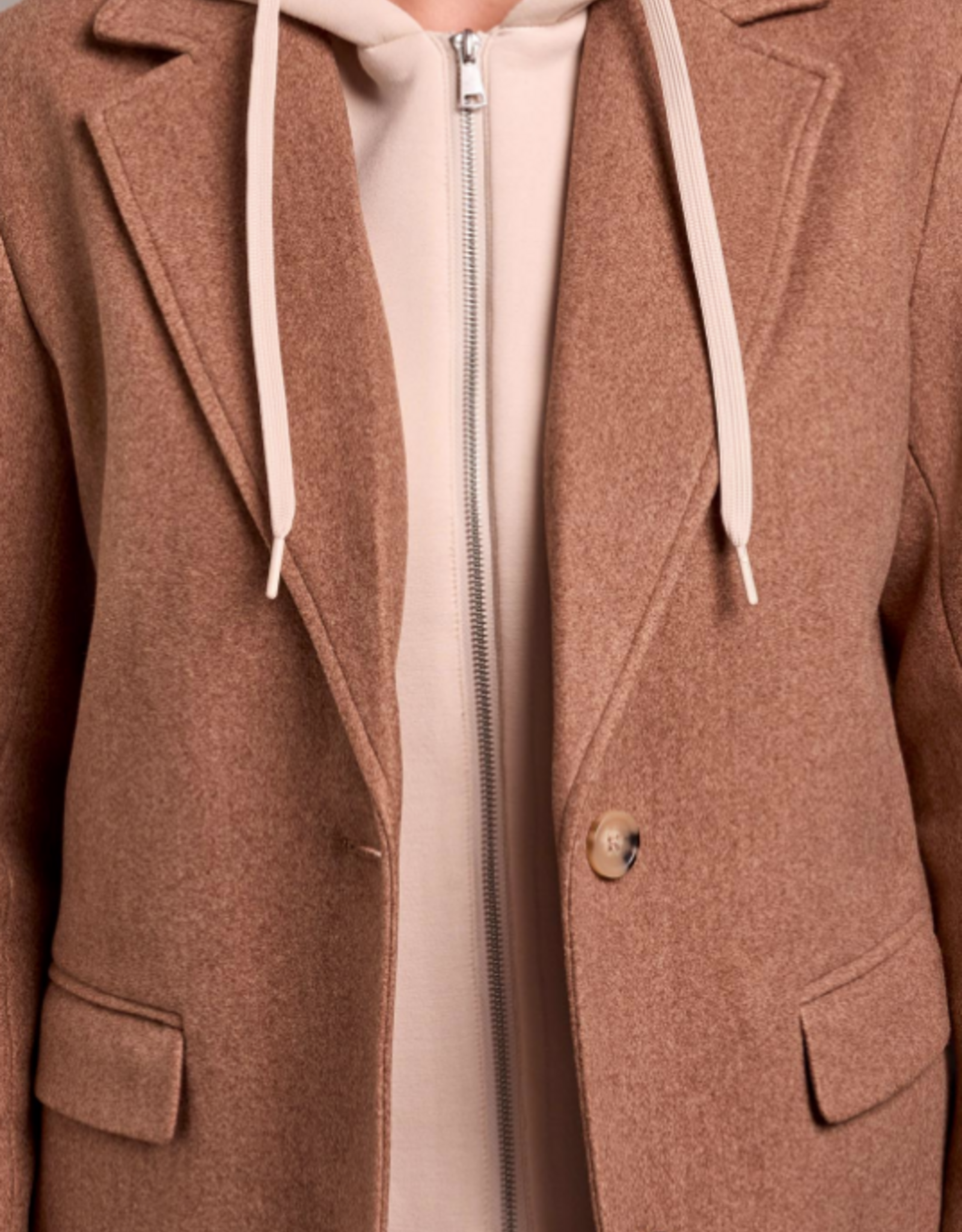 Tribal Tribal Biscotti Ultra-Soft Knit Coat With Removable Hoodie