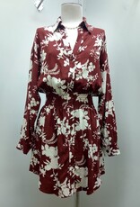 Kylie Paige Kylie Paige Burgundy Floral Print Rayon Jacquard Ashley Dress