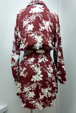 Kylie Paige Kylie Paige Burgundy Floral Print Rayon Jacquard Ashley Dress