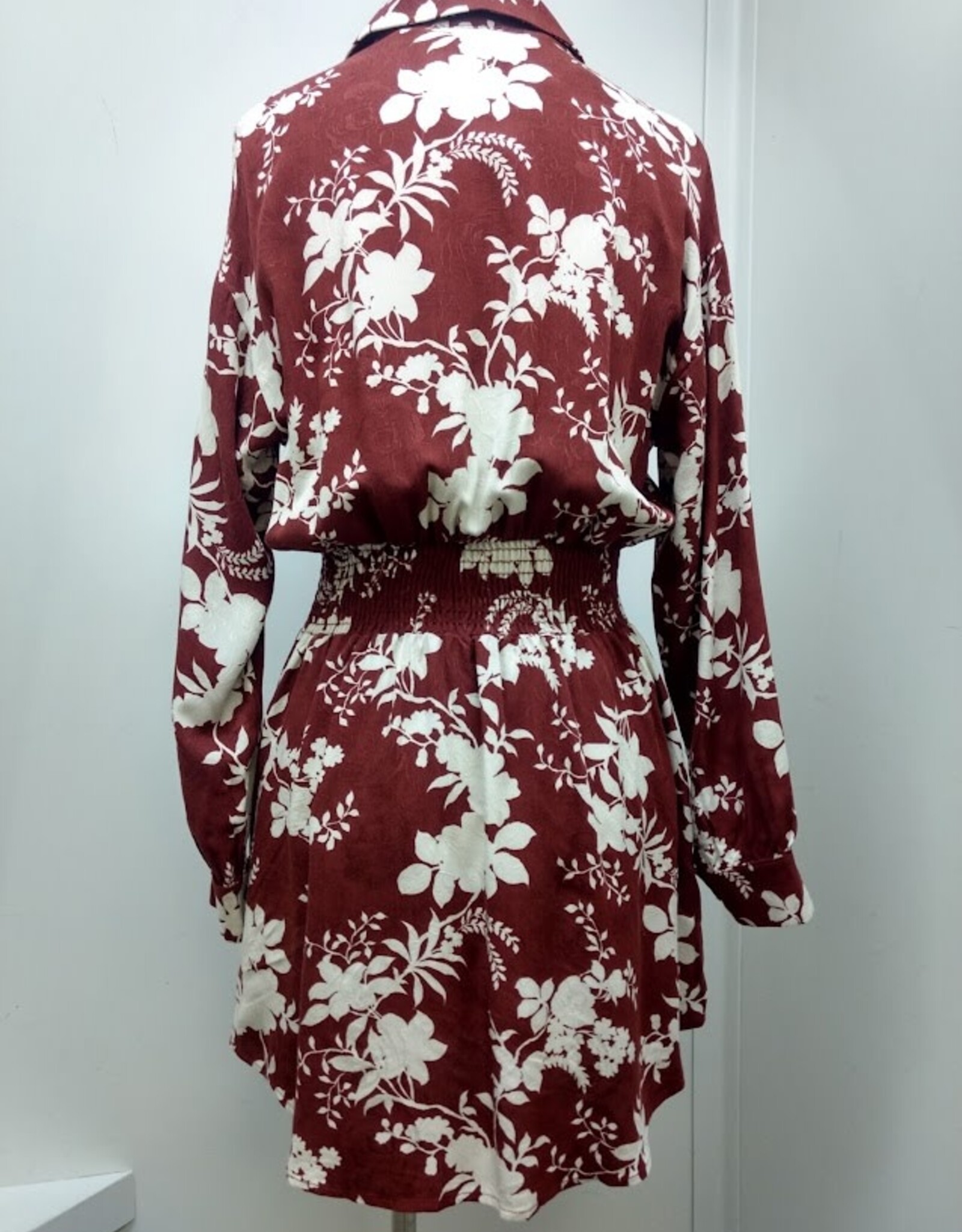 Kylie Paige Kylie Paige Burgundy Floral Print Rayon Jacquard Ashley Dress