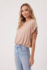 Kylie Paige Kylie Paige Fawn Taylor Curved Neckline Short Sleeve Top