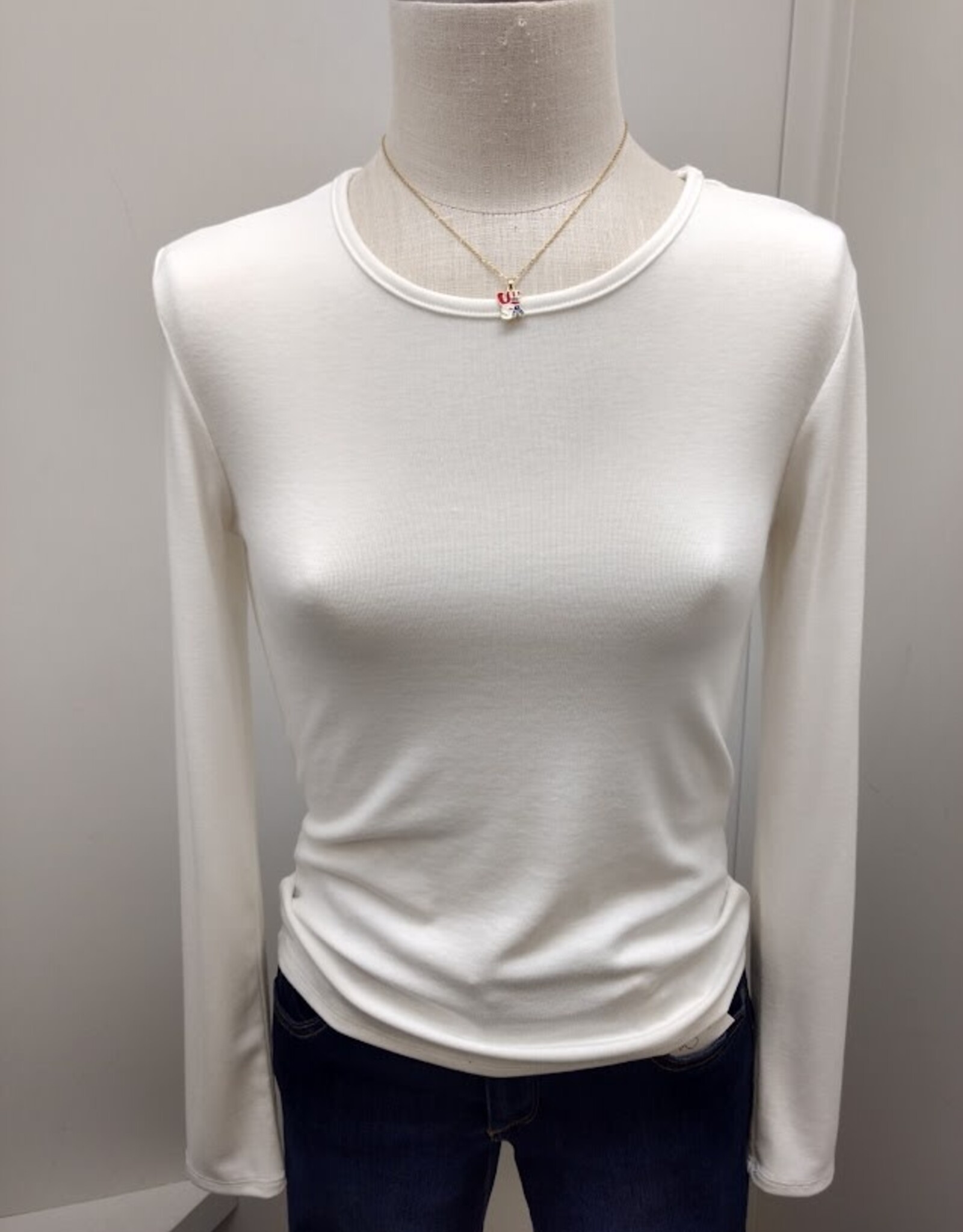 Kylie Paige Kylie Paige RJ43778 Off White Softy Aurora Round Neck Long Sleeve Top