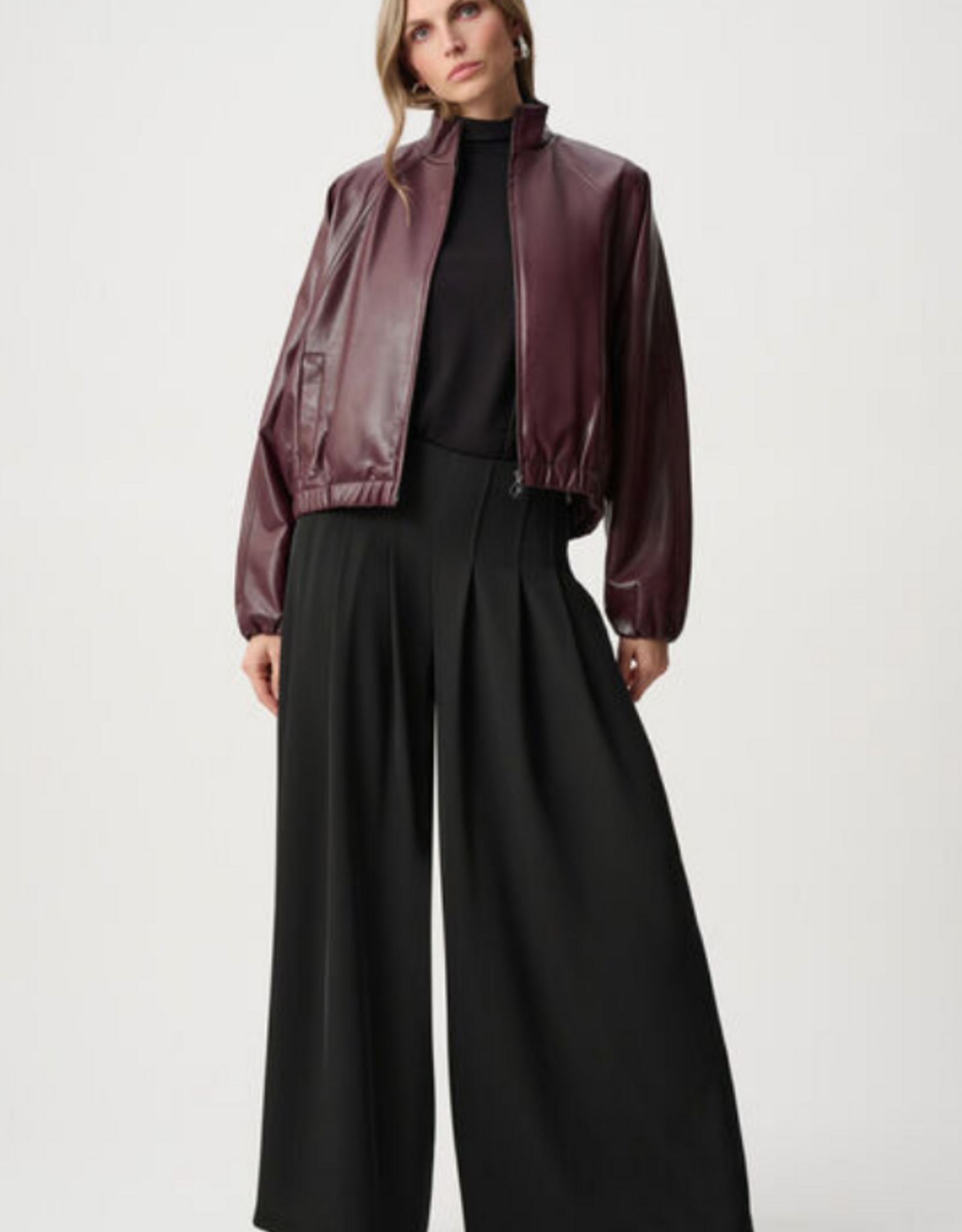 Joseph Ribkoff Joseph Ribkoff Burgundy Mock-neck Bomber Style Jacket