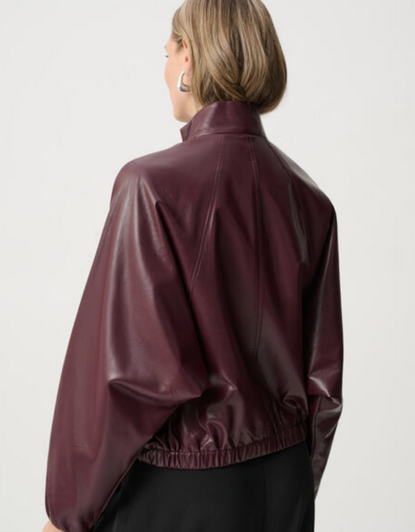 Joseph Ribkoff Joseph Ribkoff Burgundy Mock-neck Bomber Style Jacket