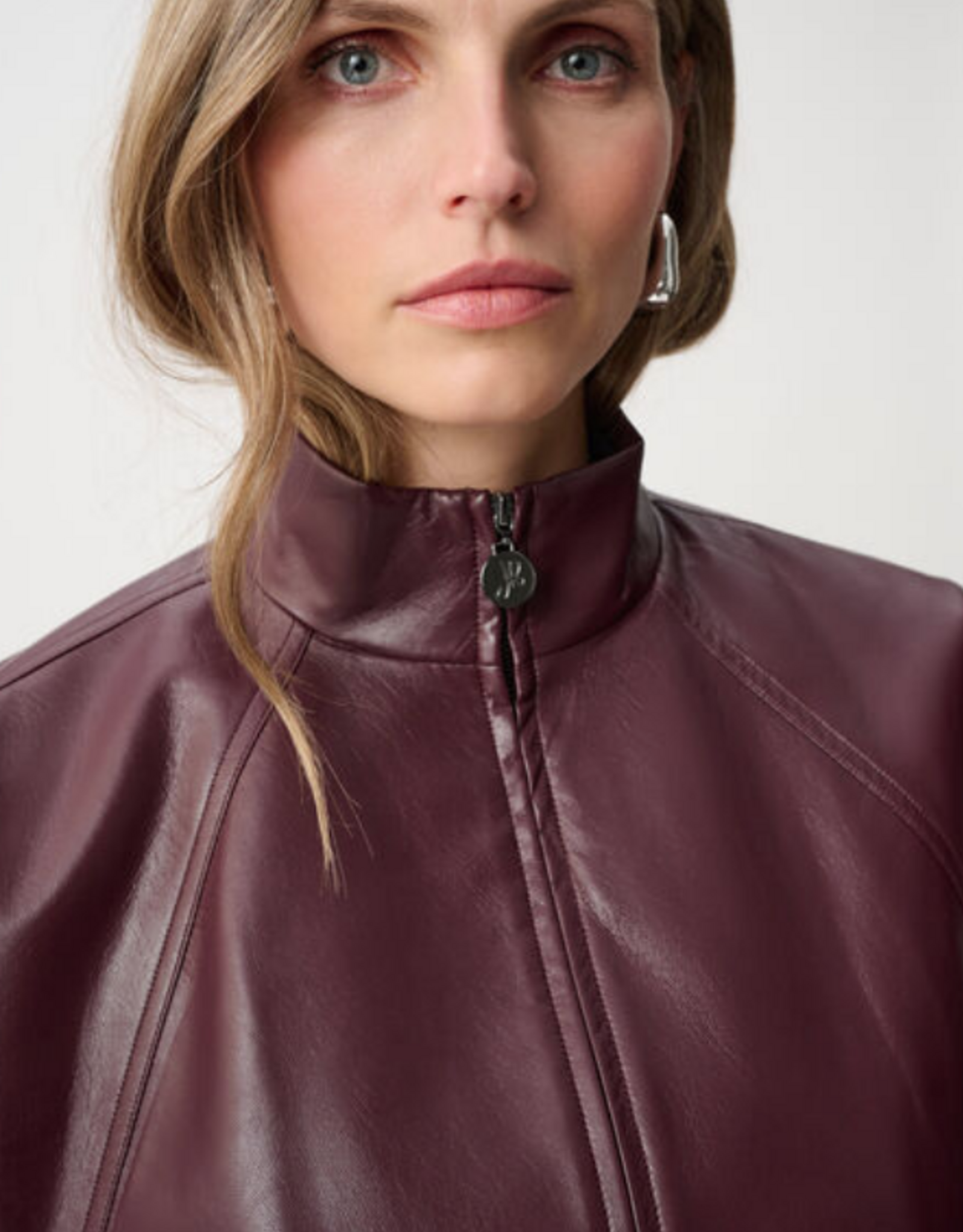 Joseph Ribkoff Joseph Ribkoff Burgundy Mock-neck Bomber Style Jacket