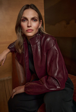 Joseph Ribkoff Joseph Ribkoff Burgundy Mock-neck Bomber Style Jacket