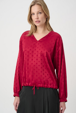 Joseph Ribkoff Joseph Ribkoff Deep Cherry Polka Dot V-neck Pullover Style Top
