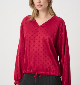 Joseph Ribkoff Joseph Ribkoff Deep Cherry Polka Dot V-neck Pullover Style Top