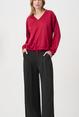 Joseph Ribkoff Joseph Ribkoff Deep Cherry Polka Dot V-neck Pullover Style Top