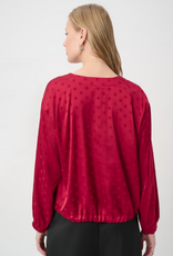 Joseph Ribkoff Joseph Ribkoff Deep Cherry Polka Dot V-neck Pullover Style Top