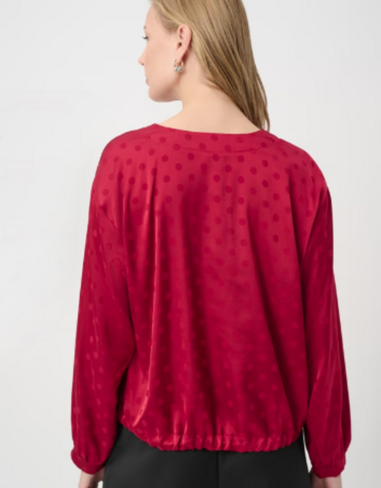 Joseph Ribkoff Joseph Ribkoff Deep Cherry Polka Dot V-neck Pullover Style Top