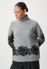 Joseph Ribkoff Joseph Ribkoff Grey w/Black Floral Detail Relaxed Pullover Sweater