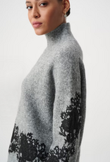 Joseph Ribkoff Joseph Ribkoff Grey w/Black Floral Detail Relaxed Pullover Sweater