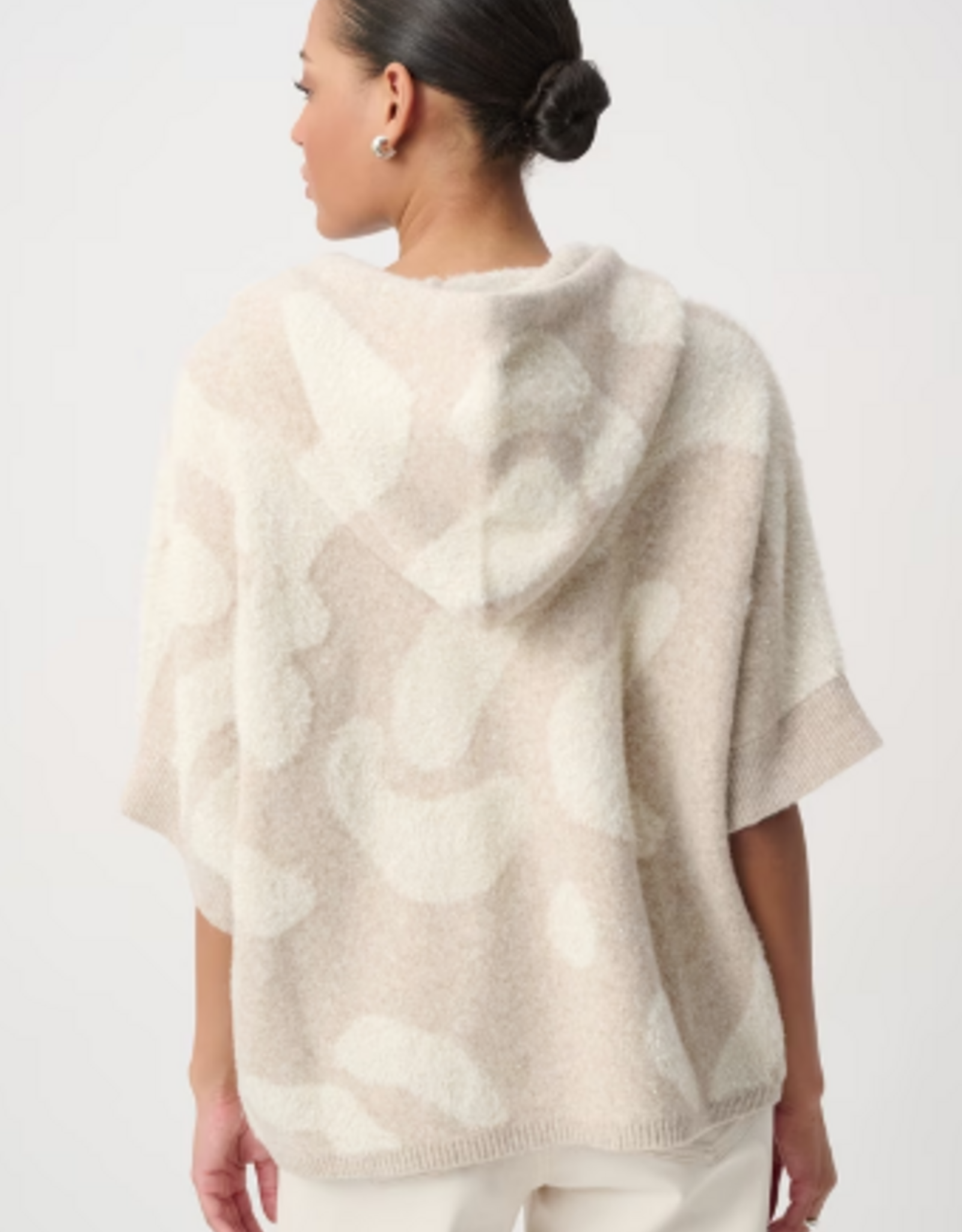 Joseph Ribkoff Joseph Ribkoff Oatmeal Melange/Gold Hooded Animal Print Sweater