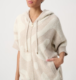 Joseph Ribkoff Joseph Ribkoff Oatmeal Melange/Gold Hooded Animal Print Sweater