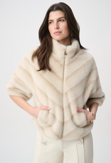 Joseph Ribkoff Joseph Ribkoff Beige/Almond Faux Fur High Neck Jacket