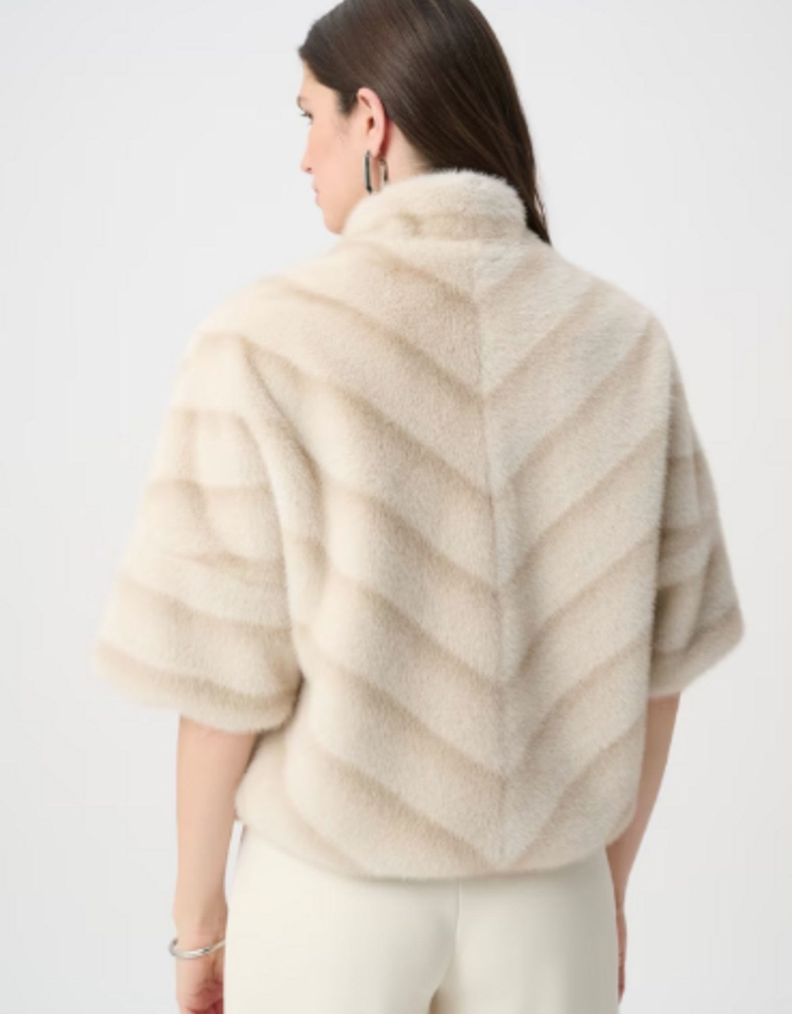 Joseph Ribkoff Joseph Ribkoff Beige/Almond Faux Fur High Neck Jacket