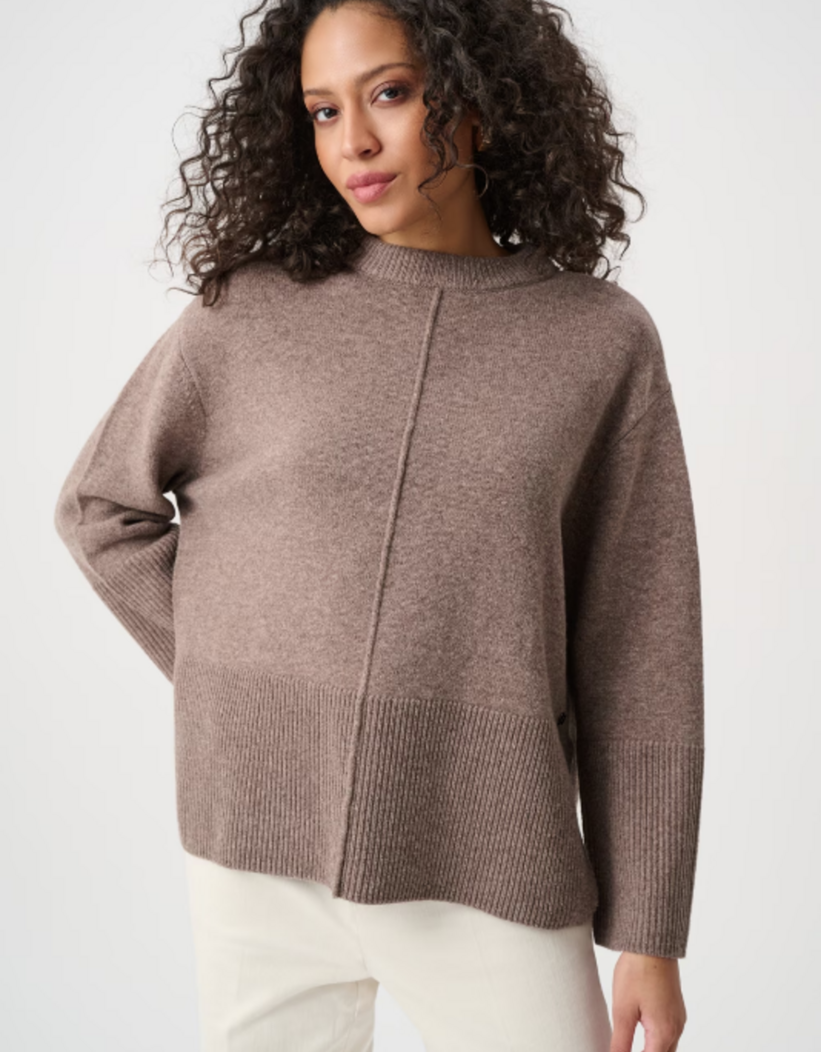 Joseph Ribkoff Joseph Ribkoff 263959 Mink Melange Casual Loose Knit Pullover Sweater