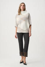 Joseph Ribkoff Joseph Ribkoff Winter White Multi Geometric Cowl Neck Poncho Sweater