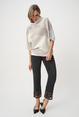 Joseph Ribkoff Joseph Ribkoff Winter White Multi Geometric Cowl Neck Poncho Sweater