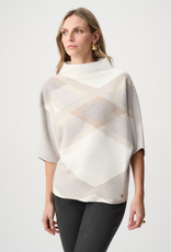 Joseph Ribkoff Joseph Ribkoff Winter White Multi Geometric Cowl Neck Poncho Sweater