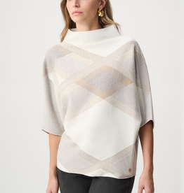 Joseph Ribkoff Joseph Ribkoff Winter White Multi Geometric Cowl Neck Poncho Sweater
