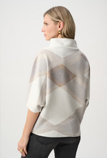 Joseph Ribkoff Joseph Ribkoff Winter White Multi Geometric Cowl Neck Poncho Sweater