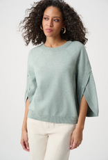 Joseph Ribkoff Joseph Ribkoff Mint Melange Crew Neck Pullover With Buttons Sweater