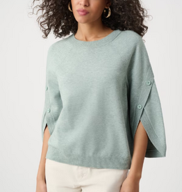 Joseph Ribkoff Joseph Ribkoff Mint Melange Crew Neck Pullover With Buttons Sweater