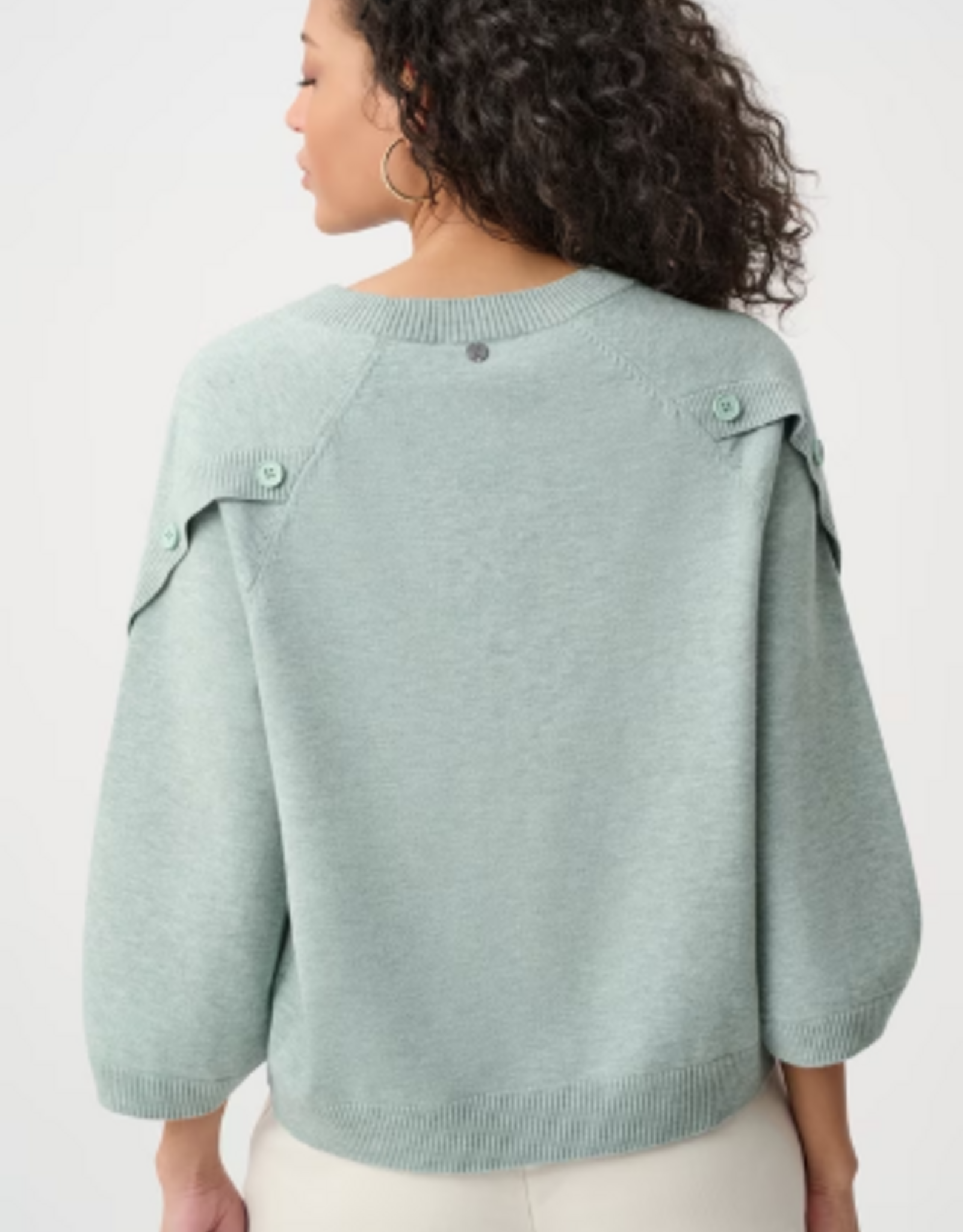 Joseph Ribkoff Joseph Ribkoff Mint Melange Crew Neck Pullover With Buttons Sweater