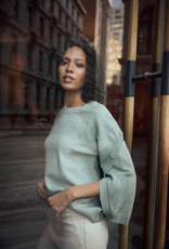 Joseph Ribkoff Joseph Ribkoff Mint Melange Crew Neck Pullover With Buttons Sweater