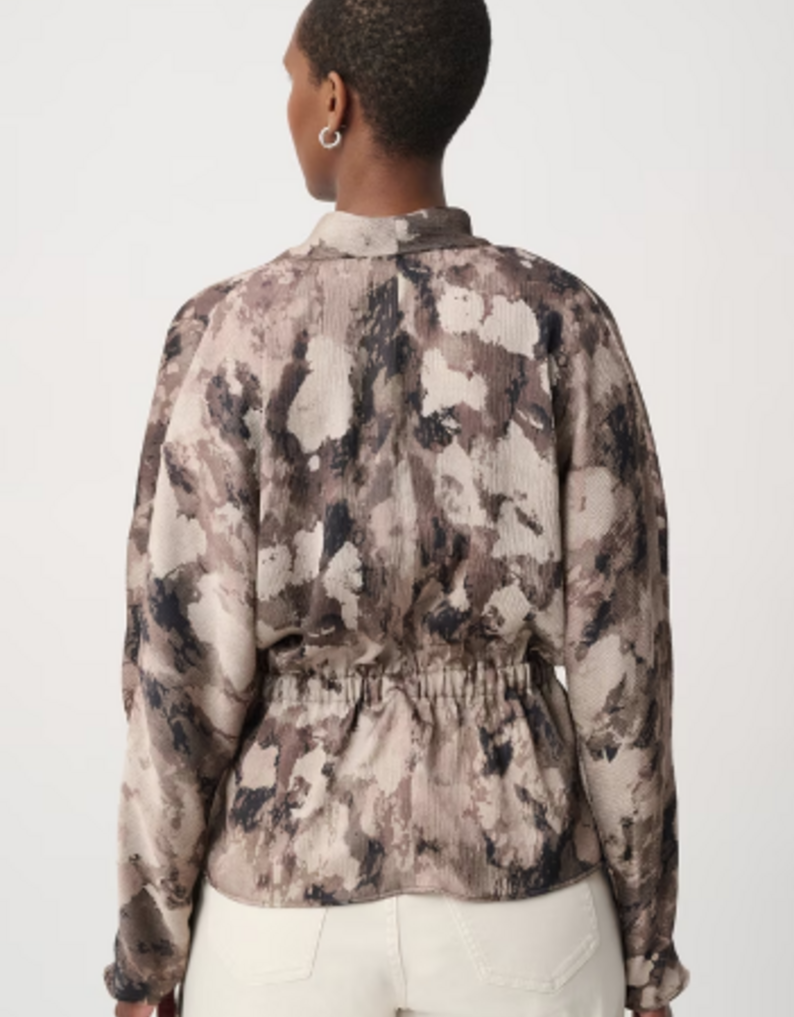 Joseph Ribkoff Joseph Ribkoff Beige Multi V-neck Long Sleeve Wrap Blouse Top