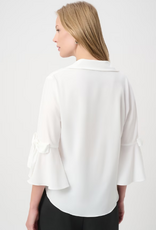 Joseph Ribkoff Joseph Ribkoff White Collard V-Neck Chic Bell Sleeve Blouse Top