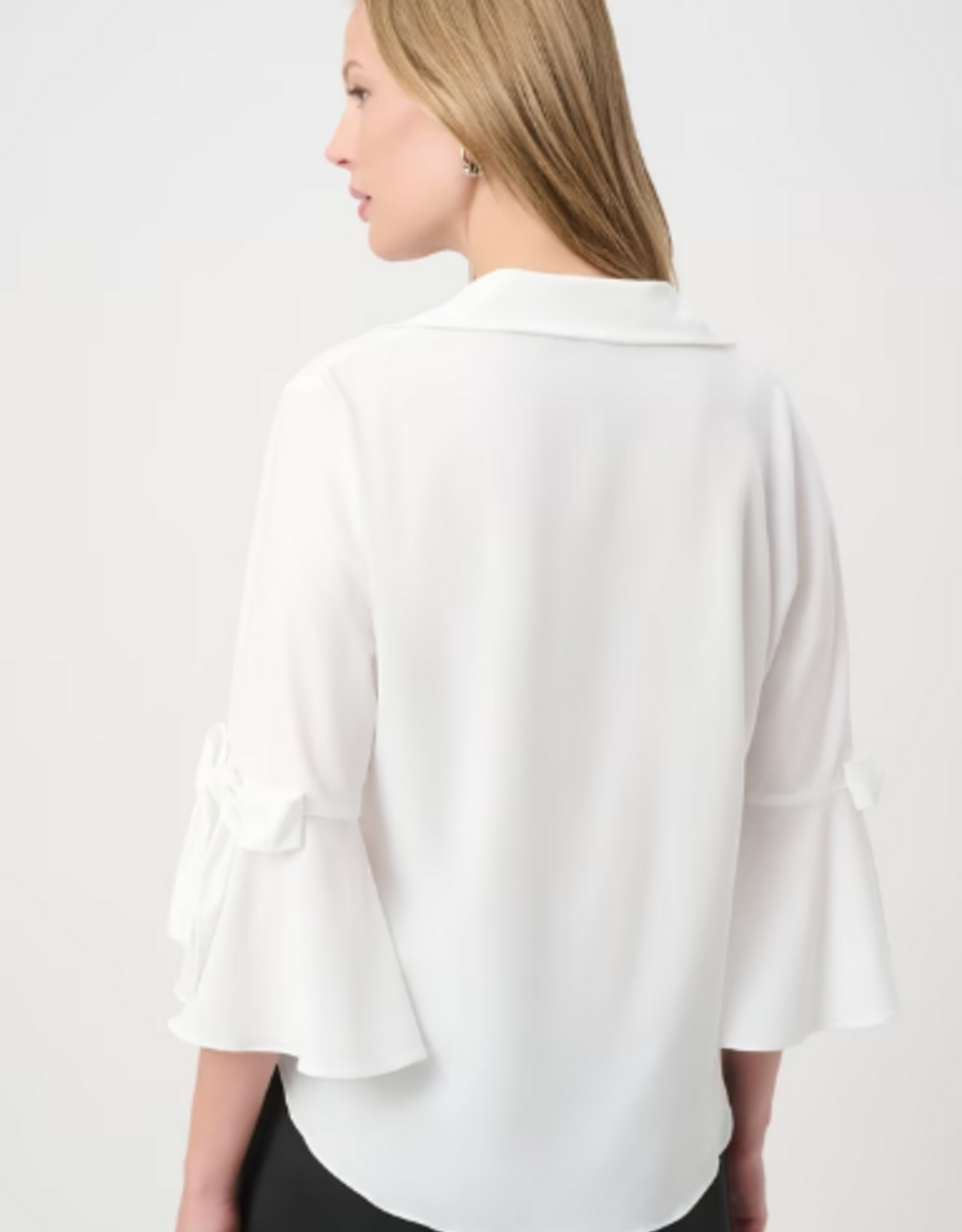 Joseph Ribkoff Joseph Ribkoff White Collard V-Neck Chic Bell Sleeve Blouse Top