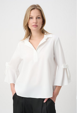 Joseph Ribkoff Joseph Ribkoff White Collard V-Neck Chic Bell Sleeve Blouse Top