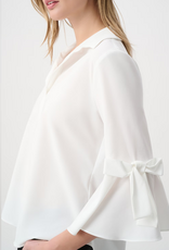 Joseph Ribkoff Joseph Ribkoff White Collard V-Neck Chic Bell Sleeve Blouse Top