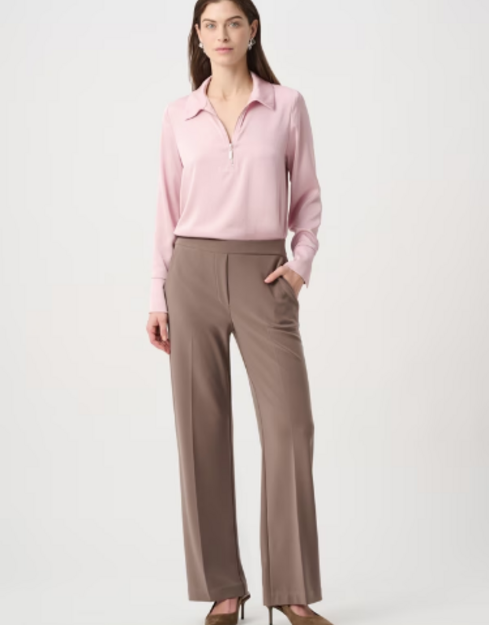 Joseph Ribkoff Joseph Ribkoff Mink Wide-leg Full-length Trouser Pant