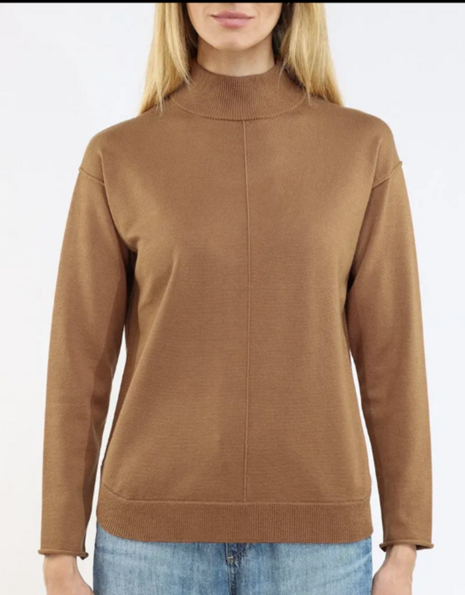 Metric Knits Metric Knits Golden Oak Mock Neck Long Sleeve  Top