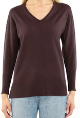 Metric Knits Metric Knits Bitter Chocolate Roll V-Neck Long Sleeve  Top